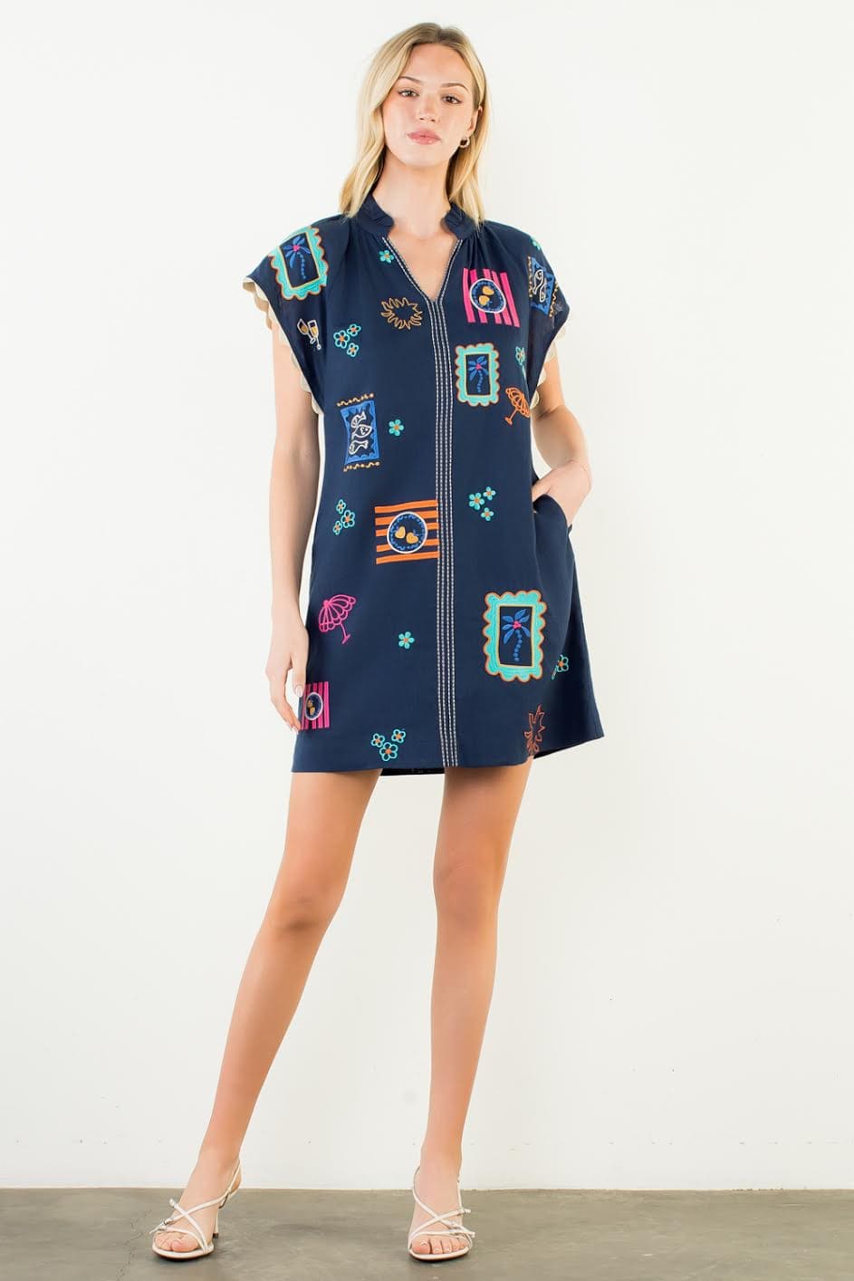 thml embroidered shift dress THML Embroidered Shift Dress